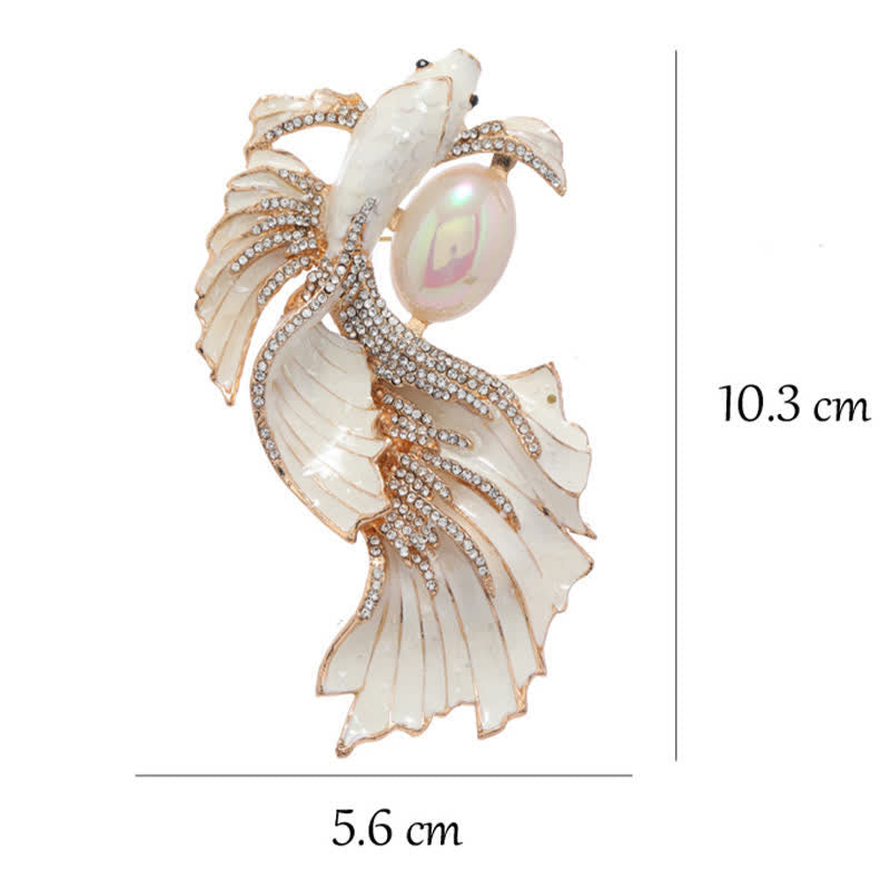 Buddha Stones Glazed Koi Fish Pearl Brooch - image 8