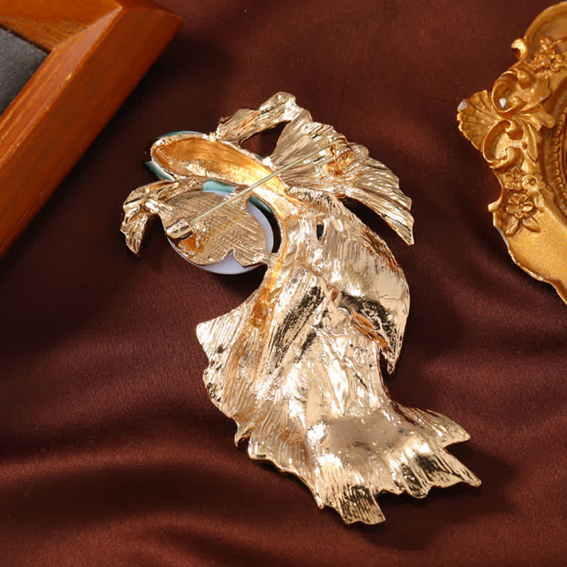 Buddha Stones Glazed Koi Fish Pearl Brooch - image 7