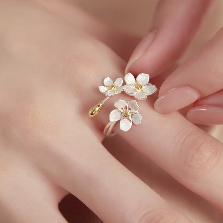 Buddha Stones 925 Sterling Silver Iris Flower Design Protection Adjustable Ring - Large Flower - Adjustable - image 0