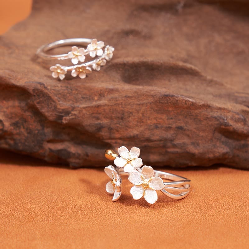 Buddha Stones 925 Sterling Silver Iris Flower Design Protection Adjustable Ring - image 5