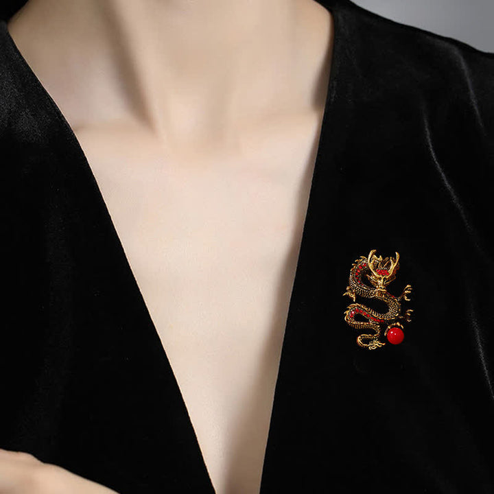 Buddha Stones Domineering Dragon Pearl Strength Brooch - image 9