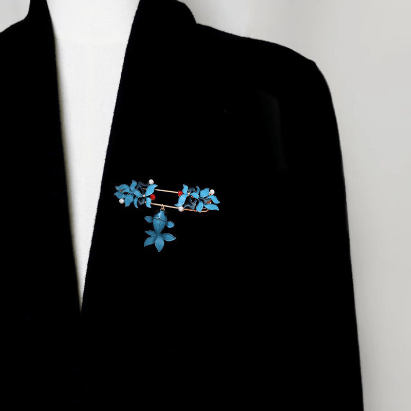 Buddha Stones Cloisonné Enamel Koi Fish Butterfly Pearl Prosperity Brooch - image 2