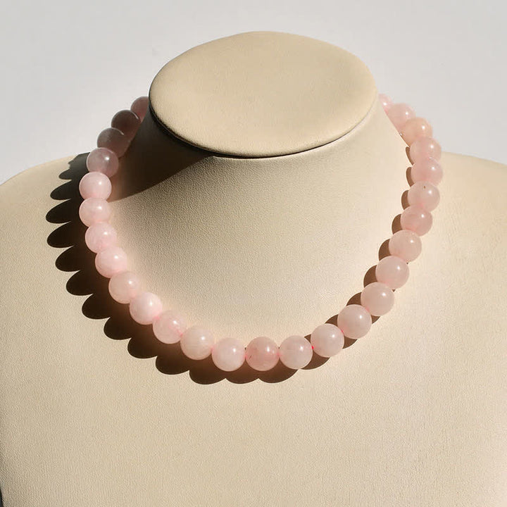 Buddha Stones 12mm Natural Crystal Aquamarine Tourmaline Bead Healing Necklace - image 9