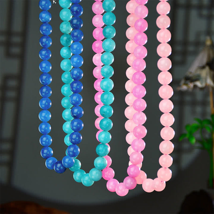 Buddha Stones 12mm Natural Crystal Aquamarine Tourmaline Bead Healing Necklace - image 18