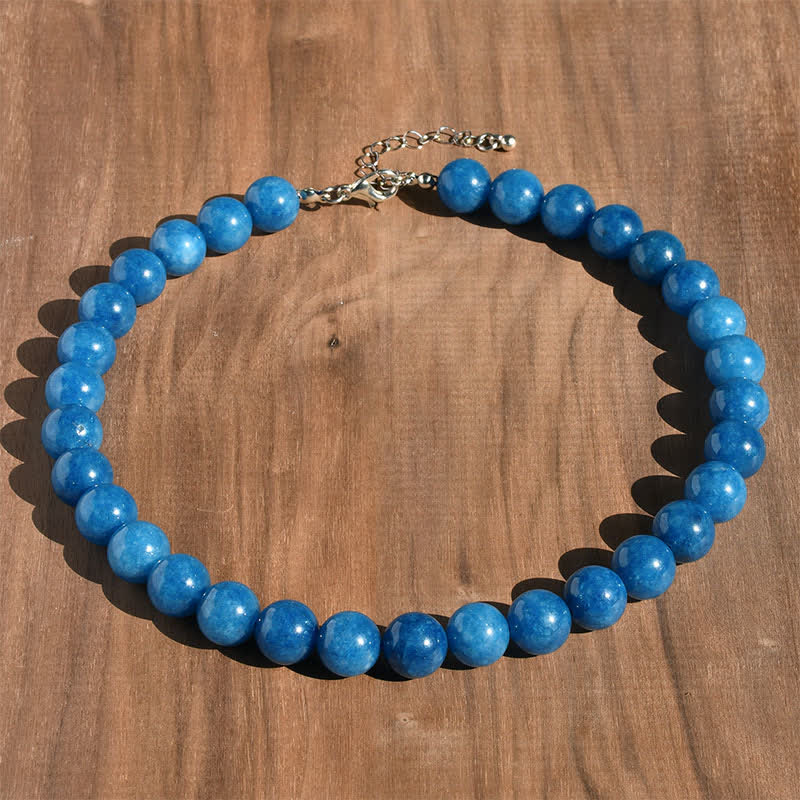 Buddha Stones 12mm Natural Crystal Aquamarine Tourmaline Bead Healing Necklace - Natural Apatite(Color May Vary) - image 15
