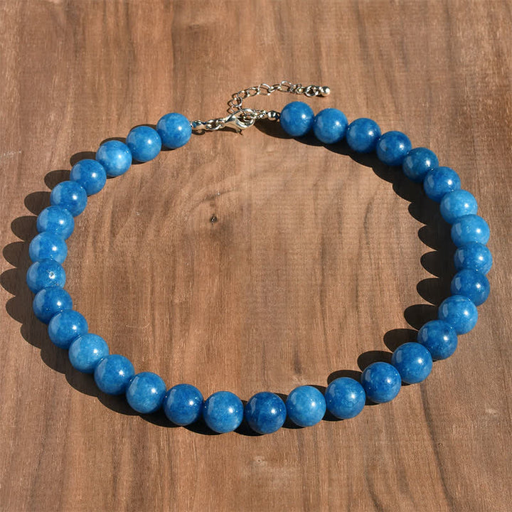 Buddha Stones 12mm Natural Crystal Aquamarine Tourmaline Bead Healing Necklace - Natural Apatite(Color May Vary) - image 15