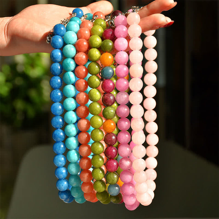 Buddha Stones 12mm Natural Crystal Aquamarine Tourmaline Bead Healing Necklace - image 19