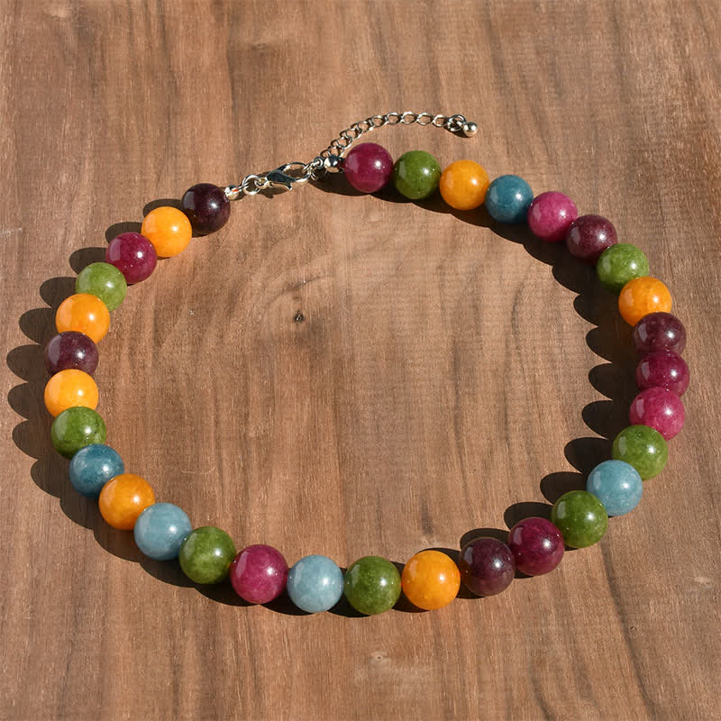 Buddha Stones 12mm Natural Crystal Aquamarine Tourmaline Bead Healing Necklace - Natural Tourmaline(Color May Vary) - image 2