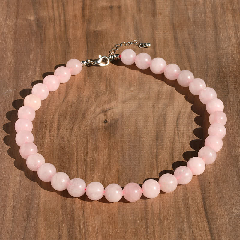 Buddha Stones 12mm Natural Crystal Aquamarine Tourmaline Bead Healing Necklace - Natural Rose Quartz(Color May Vary) - image 8