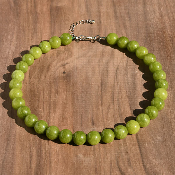 Buddha Stones 12mm Natural Crystal Aquamarine Tourmaline Bead Healing Necklace - Natural Peridot(Color May Vary) - image 11