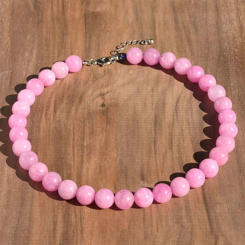 Buddha Stones 12mm Natural Crystal Aquamarine Tourmaline Bead Healing Necklace - Natural Kunzite(Color May Vary) - image 6