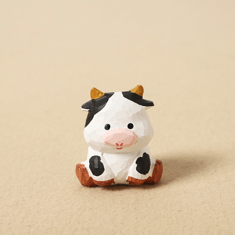 Buddha Stones Mini Small Chinese Zodiac Linden Wood Engraved Positive Home Decoration 4cm - Ox 4cm(Color Shape and Size May vary) - image 6