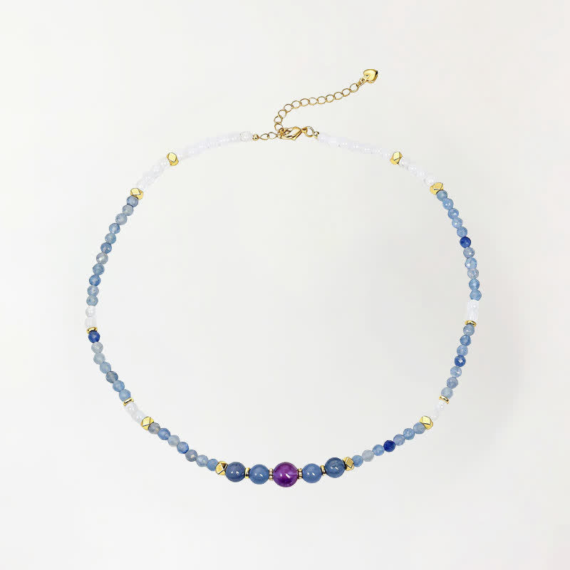 Buddha Stones Natural Blue Aventurine White Jade Bead Calm Necklace - Natural Blue Aventurine(Color May Vary) - image 0