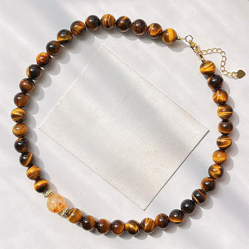 Buddha Stones Natural Tiger Eye Citrine Bead Courage Necklace - Natural Tiger Eye(Color May Vary) - image 0