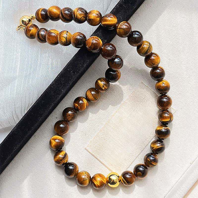 Buddha Stones Natural Tiger Eye Copper Bead Courage Necklace - image 3