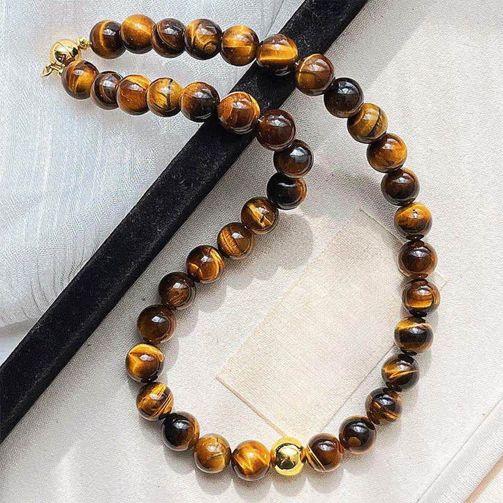 Buddha Stones Natural Tiger Eye Copper Bead Courage Necklace - image 3