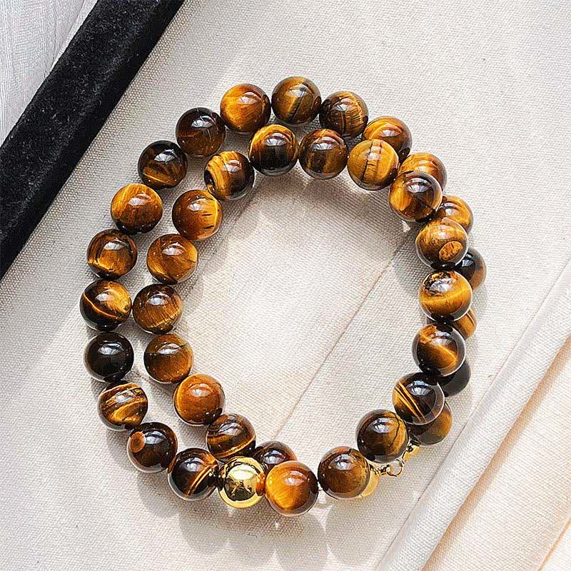 Buddha Stones Natural Tiger Eye Copper Bead Courage Necklace - image 2