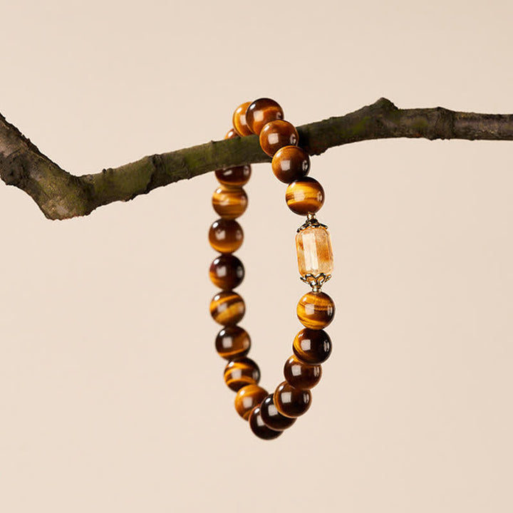 Buddha Stones Tiger Eye Citrine Bead Strength Bracelet - image 9