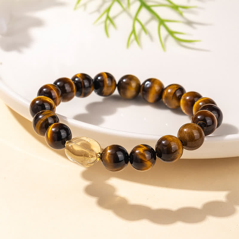 Buddha Stones 10mm Natural Tiger Eye Citrine Bead Courage Bracelet - image 2