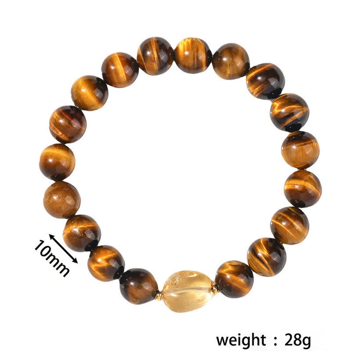 Buddha Stones 10mm Natural Tiger Eye Citrine Bead Courage Bracelet - image 4