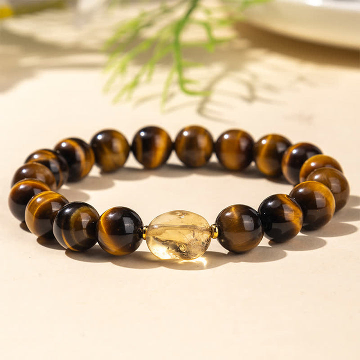 Buddha Stones 10mm Natural Tiger Eye Citrine Bead Courage Bracelet - Tiger Eye(Wrist Circumference:16–17 cm) - image 0