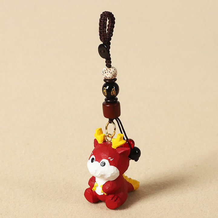 Buddha Stones Chinese Zodiac Linden Wood Engraved Plum Blossom Peace Safe Om Mani Padme Hum Positive Key Chain - Dragon 4cm(Color Shape and Size May vary) - Om Mani Padme Hum - image 19