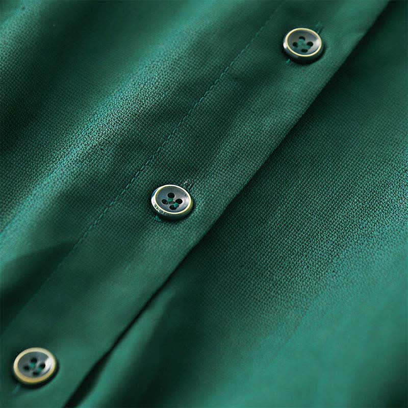 Buddha Stones Summer Minimalist Button-Up Drawstring Solid Women's Short Sleeve Dress With Pockets - image 11