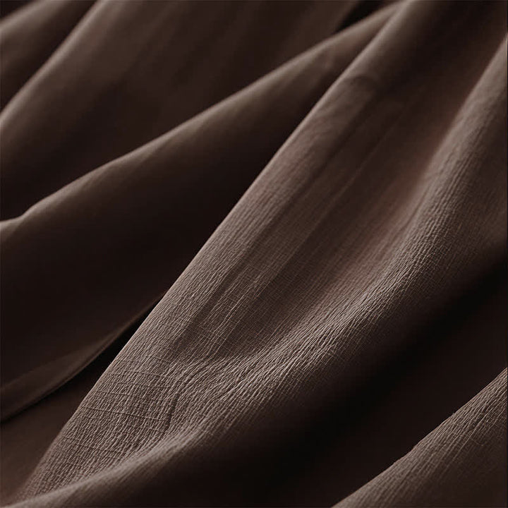 Buddha Stones Summer Minimalist Button-Up Drawstring Solid Women's Short Sleeve Dress With Pockets - image 8