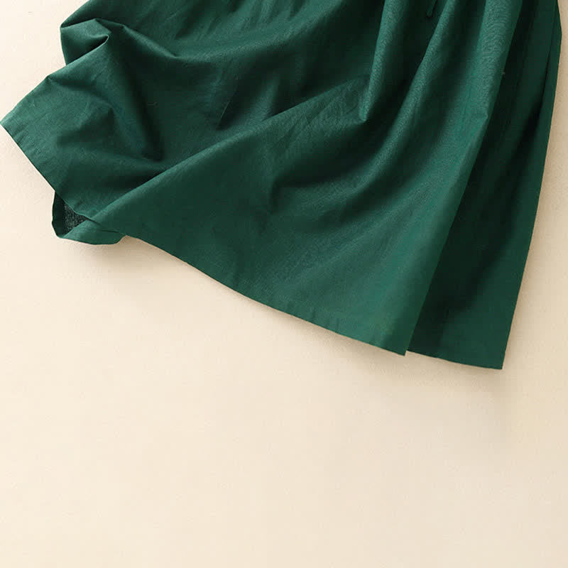 Buddha Stones Summer Minimalist Button-Up Drawstring Solid Women's Short Sleeve Dress With Pockets - image 13