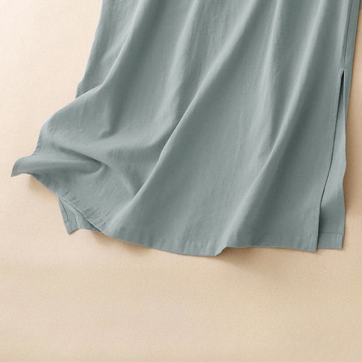 Buddha Stones Summer Minimalist Side Slit Solid Women's Summer Sleeveless Dress With Pocket - image 14