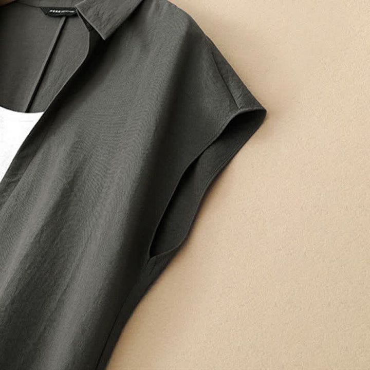 Buddha Stones Summer Minimalist Side Slit Solid Women's Summer Sleeveless Dress With Pocket - image 17