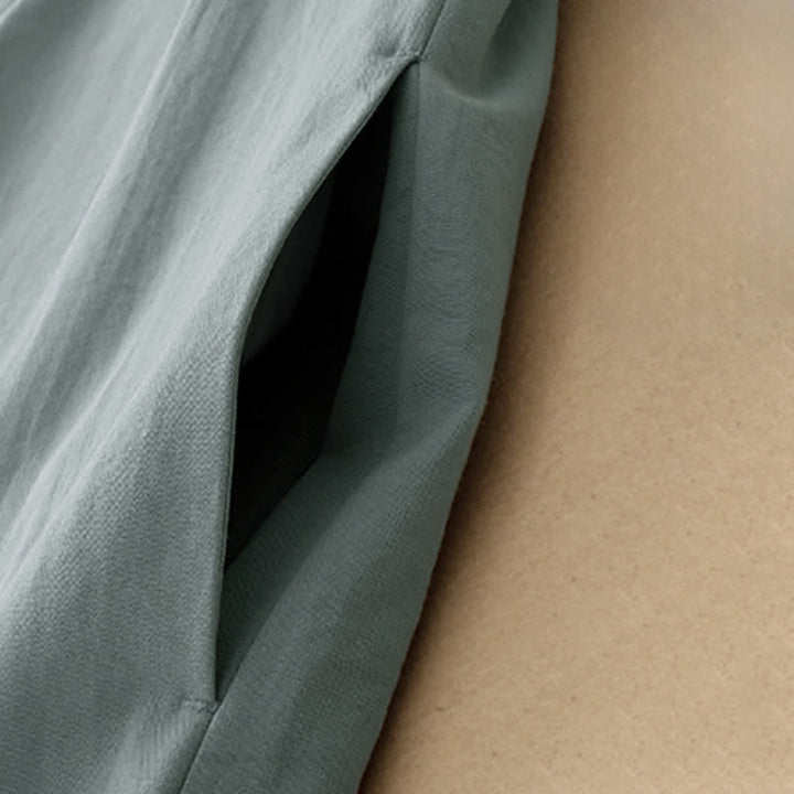 Buddha Stones Summer Minimalist Side Slit Solid Women's Summer Sleeveless Dress With Pocket - image 13