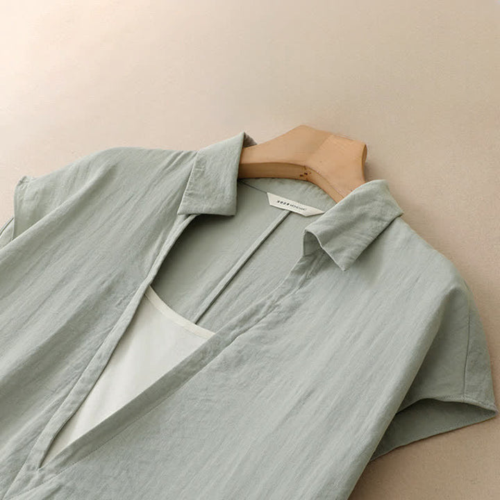 Buddha Stones Summer Minimalist Side Slit Solid Women's Summer Sleeveless Dress With Pocket - image 2