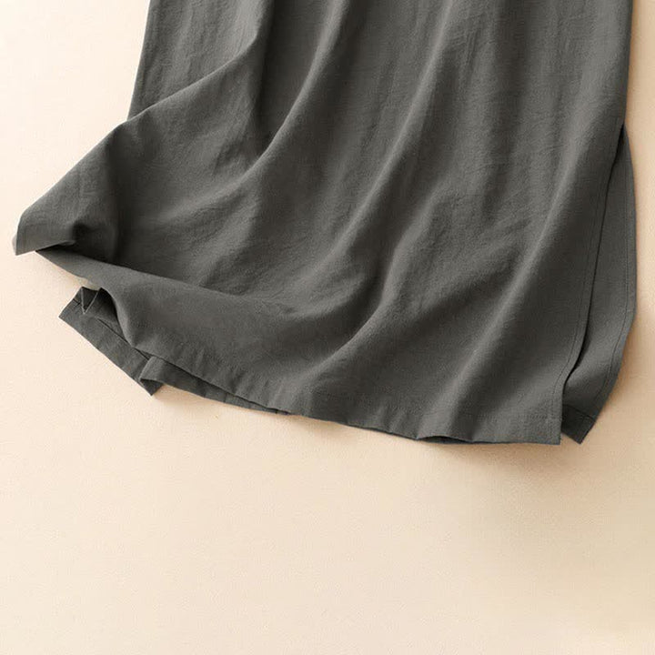 Buddha Stones Summer Minimalist Side Slit Solid Women's Summer Sleeveless Dress With Pocket - image 19