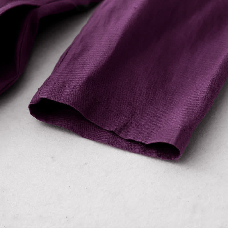 Buddha Stones Summer Embroidery Solid Women's Short Sleeve Dress With Pockets - image 3