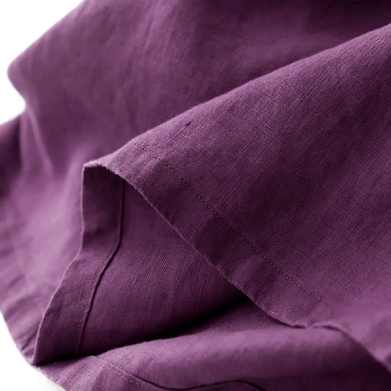 Buddha Stones Summer Embroidery Solid Women's Short Sleeve Dress With Pockets - image 6