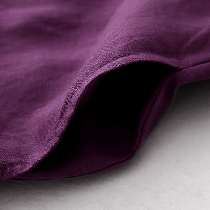 Buddha Stones Summer Embroidery Solid Women's Short Sleeve Dress With Pockets - image 4