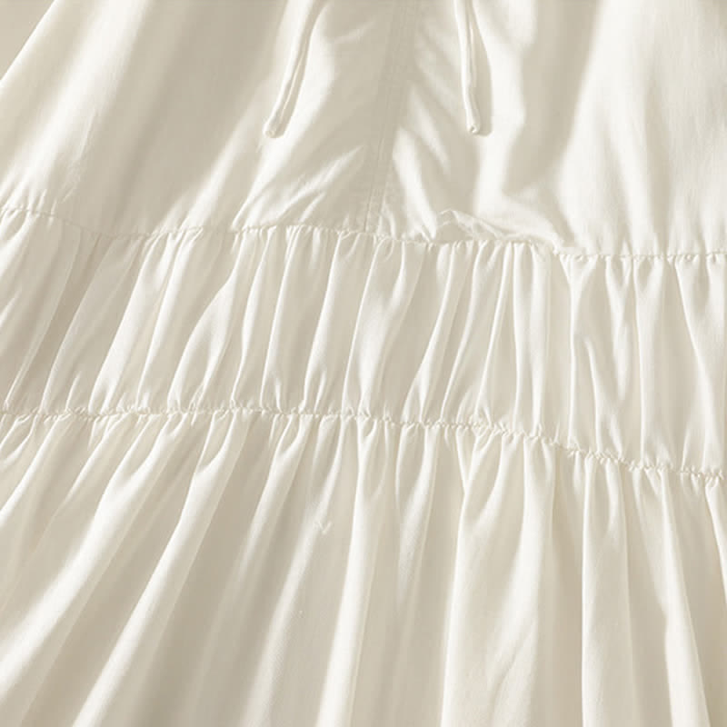 Buddha Stones Summer Drawstring Solid Women's Short Sleeve Dress With Pockets - image 16