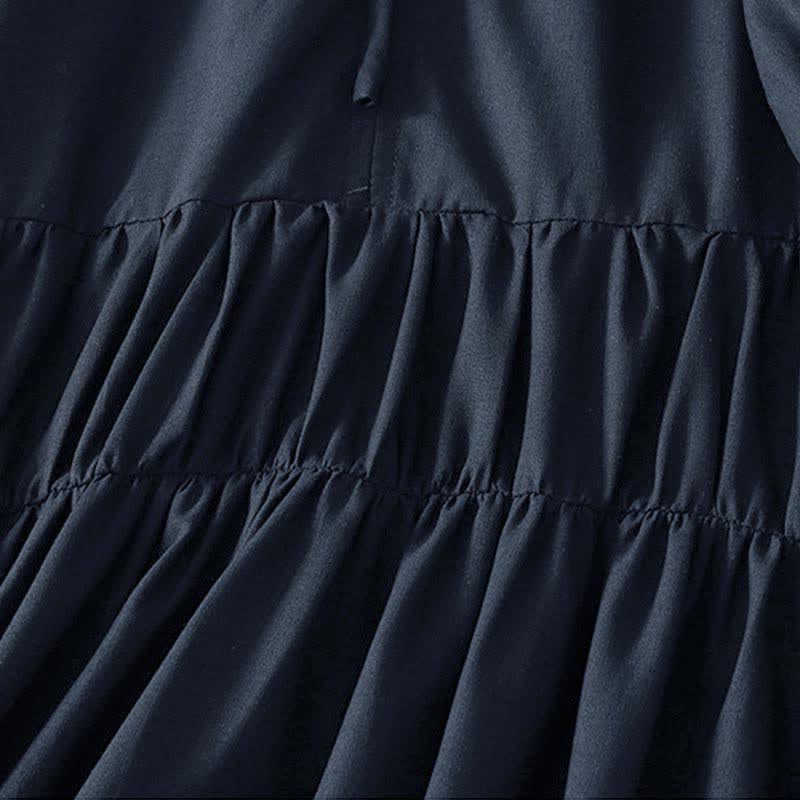 Buddha Stones Summer Drawstring Solid Women's Short Sleeve Dress With Pockets - image 12