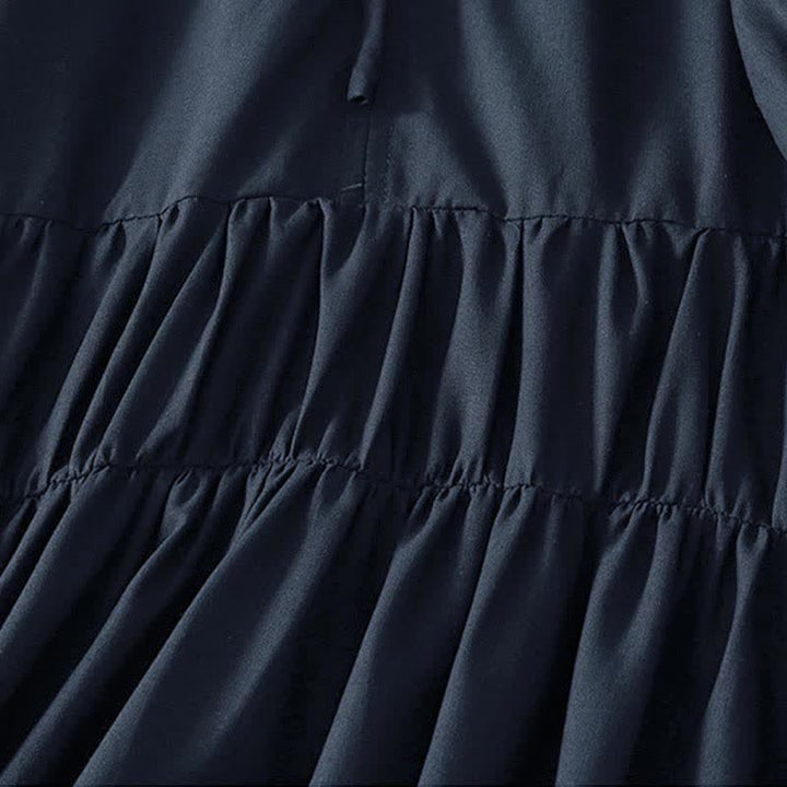 Buddha Stones Summer Drawstring Solid Women's Short Sleeve Dress With Pockets - image 12