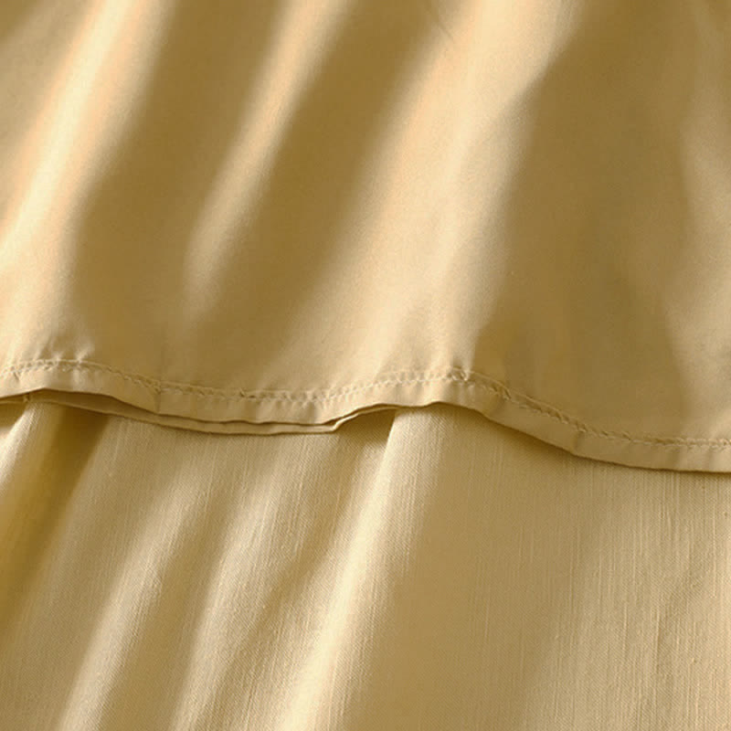 Buddha Stones Summer Drawstring Solid Women's Short Sleeve Dress With Pockets - image 6