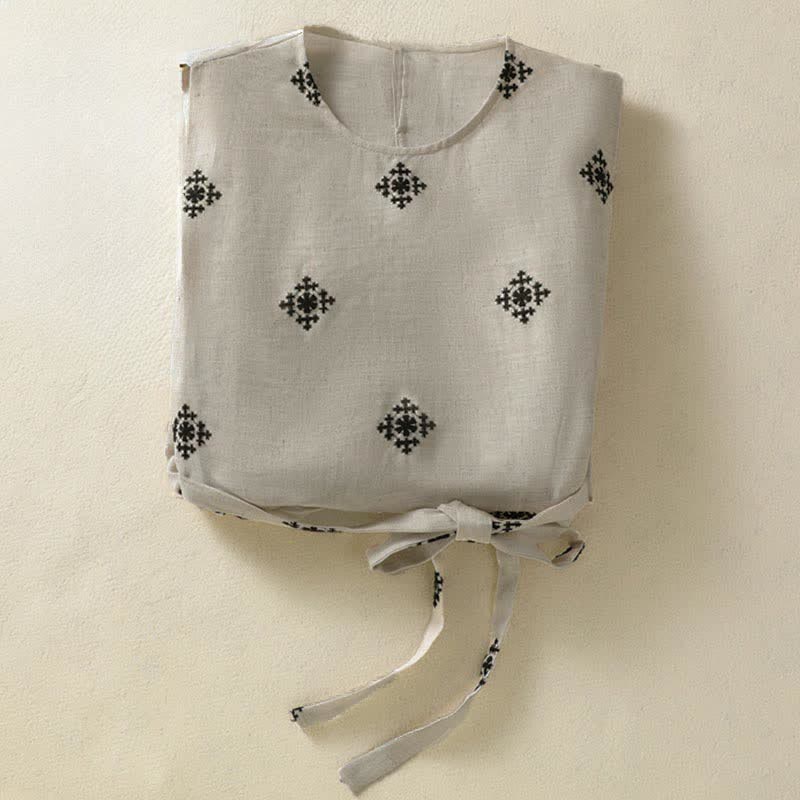 Buddha Stones Summer Boho Drawstring Geometric Print Women's Summer Sleeveless Dress With Pockets - image 12