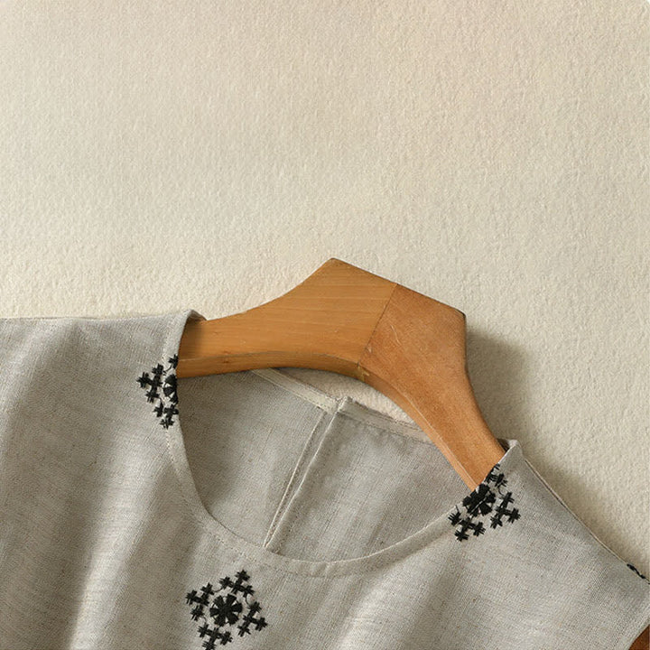 Buddha Stones Summer Boho Drawstring Geometric Print Women's Summer Sleeveless Dress With Pockets - image 3