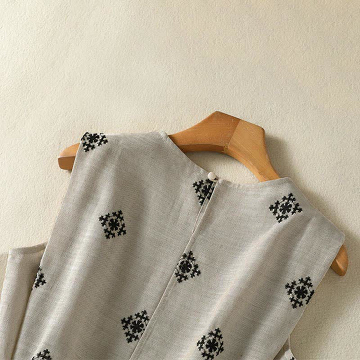 Buddha Stones Summer Boho Drawstring Geometric Print Women's Summer Sleeveless Dress With Pockets - image 6