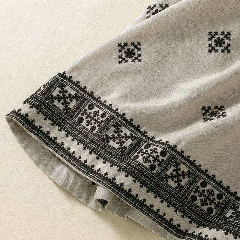 Buddha Stones Summer Boho Drawstring Geometric Print Women's Summer Sleeveless Dress With Pockets - image 11