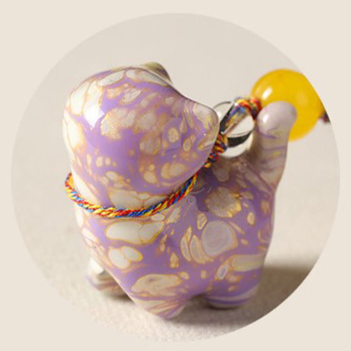 Buddha Stones Mini Lovely Cat Ebony Wood Lacquer Craft Calm Key Chain - image 10