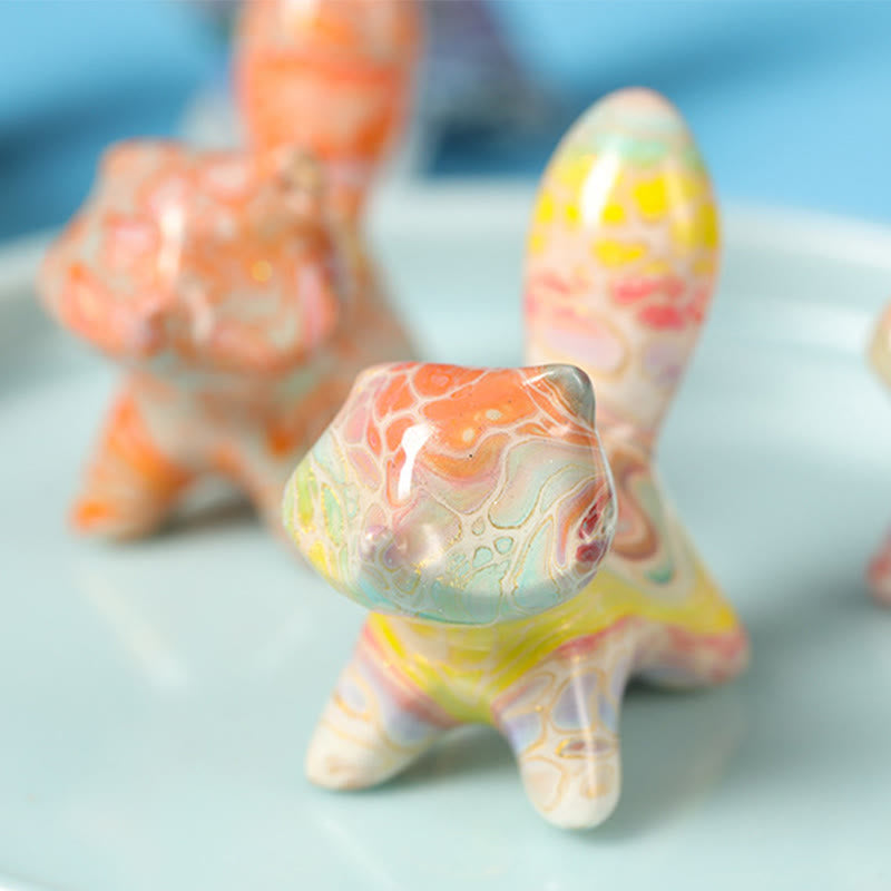 Buddha Stones Mini Lovely Cat Ebony Wood Lacquer Craft Peace Decoration 4*2.2cm(Random Color) - image 3