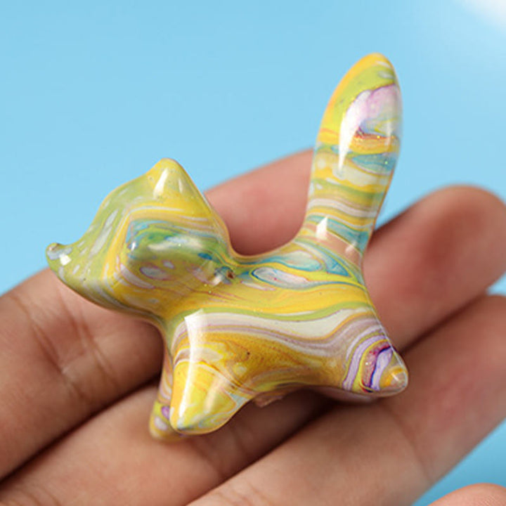 Buddha Stones Mini Lovely Cat Ebony Wood Lacquer Craft Peace Decoration 4*2.2cm(Random Color) - image 6