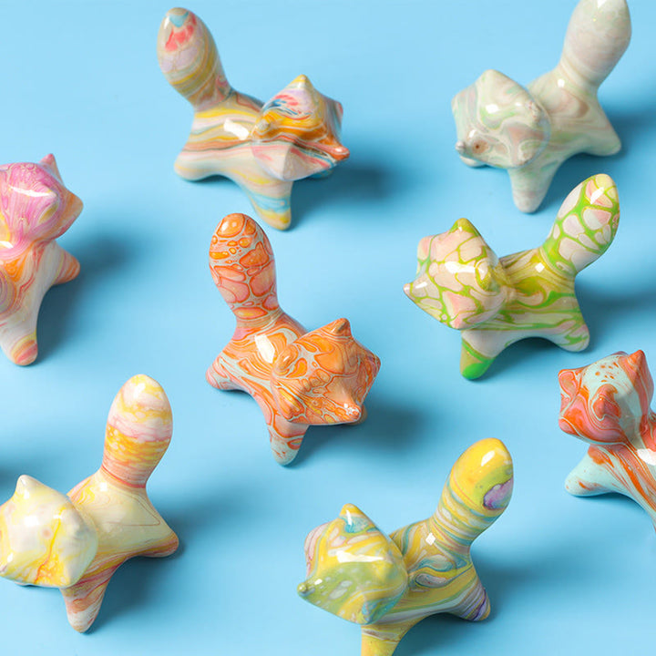 Buddha Stones Mini Lovely Cat Ebony Wood Lacquer Craft Peace Decoration 4*2.2cm(Random Color) - image 10