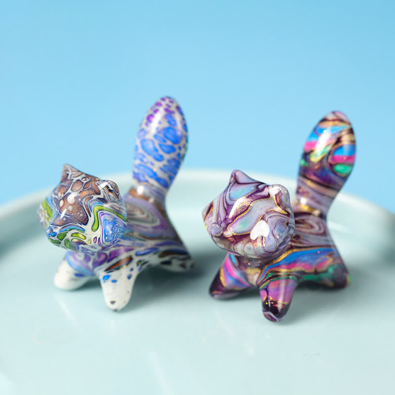 Buddha Stones Mini Lovely Cat Ebony Wood Lacquer Craft Peace Decoration 4*2.2cm(Random Color) - image 8